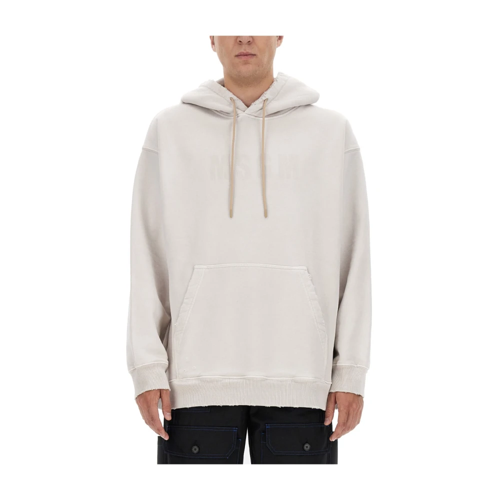 Msgm Klassieke Katoenen Hoodie voor Mannen Beige Heren