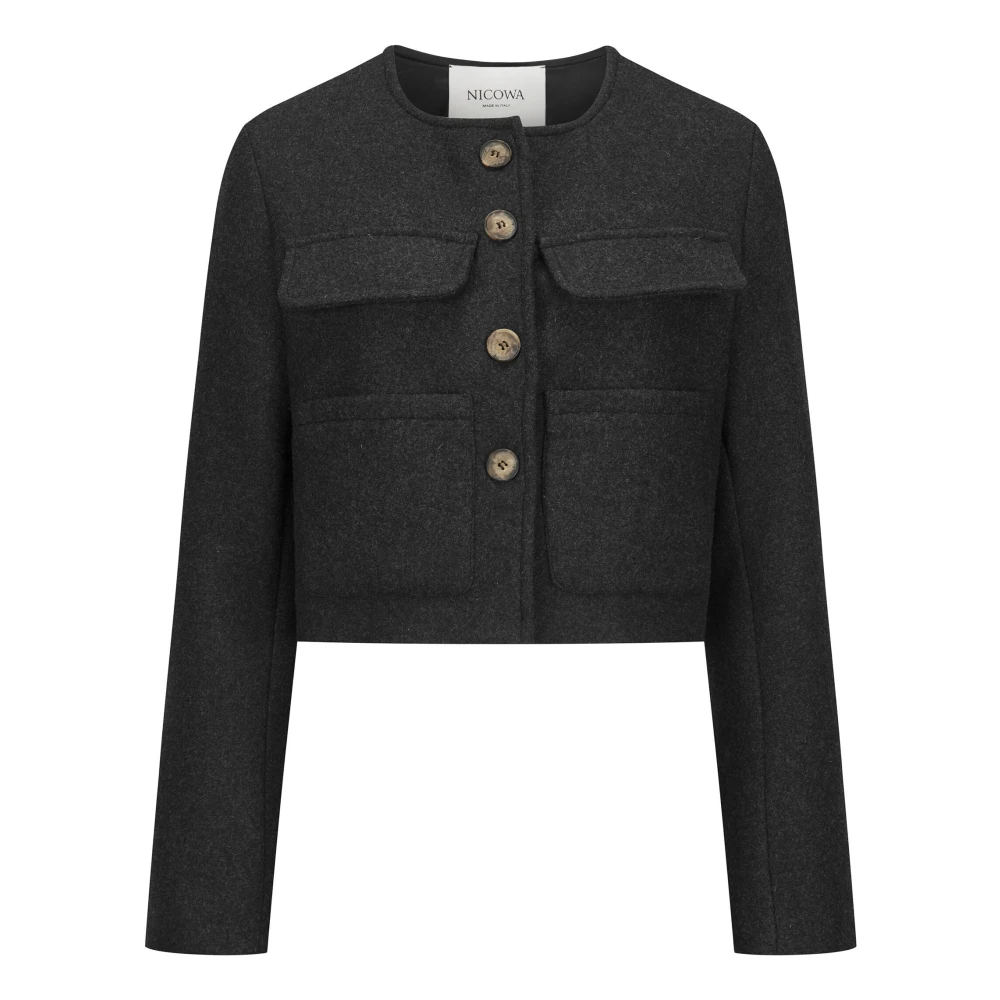 Nicowa Klassieke wollen jas Lanevia Black Dames