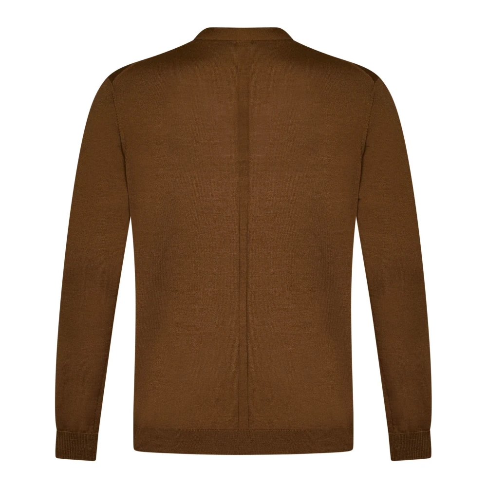 Low Brand Bruine Merinowol Cardigan Sweater Brown Heren