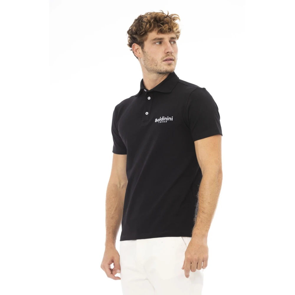 Baldinini Geborduurd Logo Polo Shirts Trend Black Heren