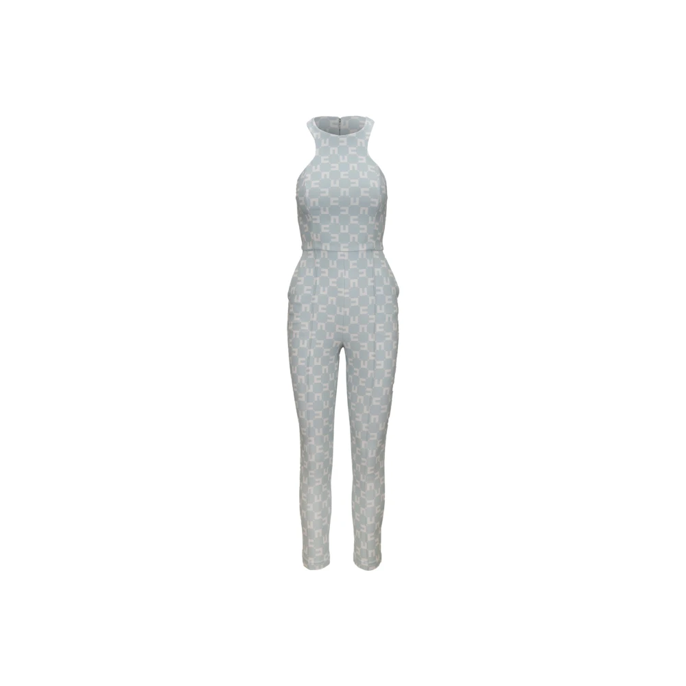 Elisabetta Franchi Chique Jumpsuit met rits en gouden accenten Blue Dames