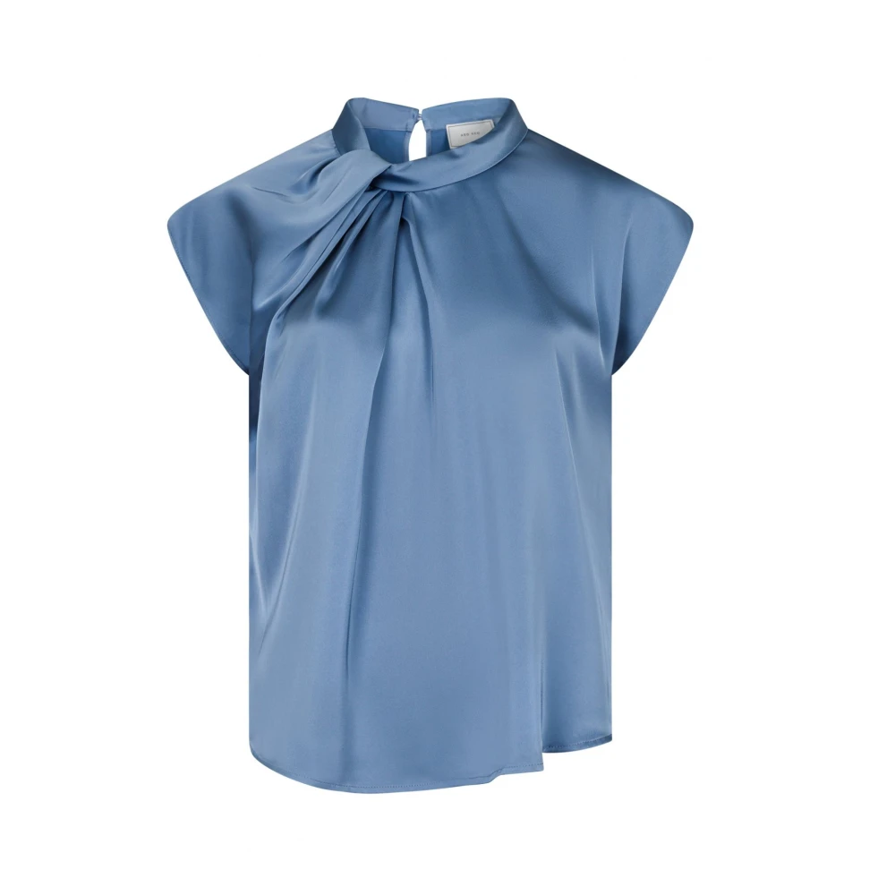 Neo Noir Blå Blommig Satin Blus Topp Blue, Dam