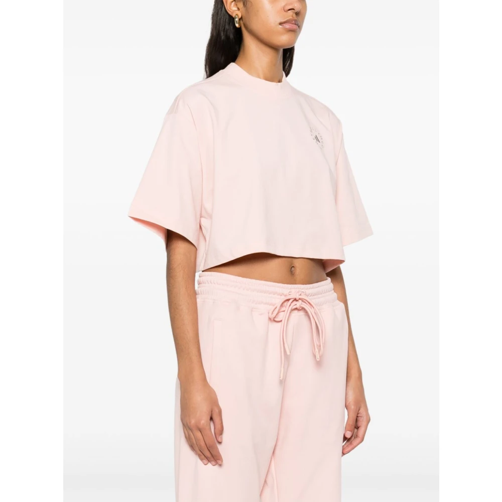 adidas by stella mccartney Roze Logo Print Crew Neck T-shirt Pink Dames