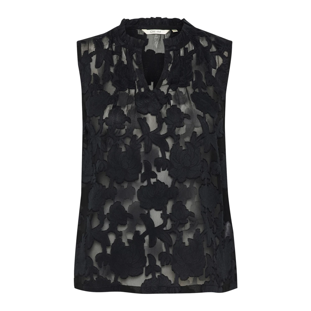 Cream Mouwloze Blouse Zwart Black Dames