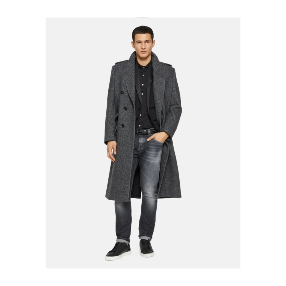 Dondup Wollen Single-Breasted Blazer Black Heren