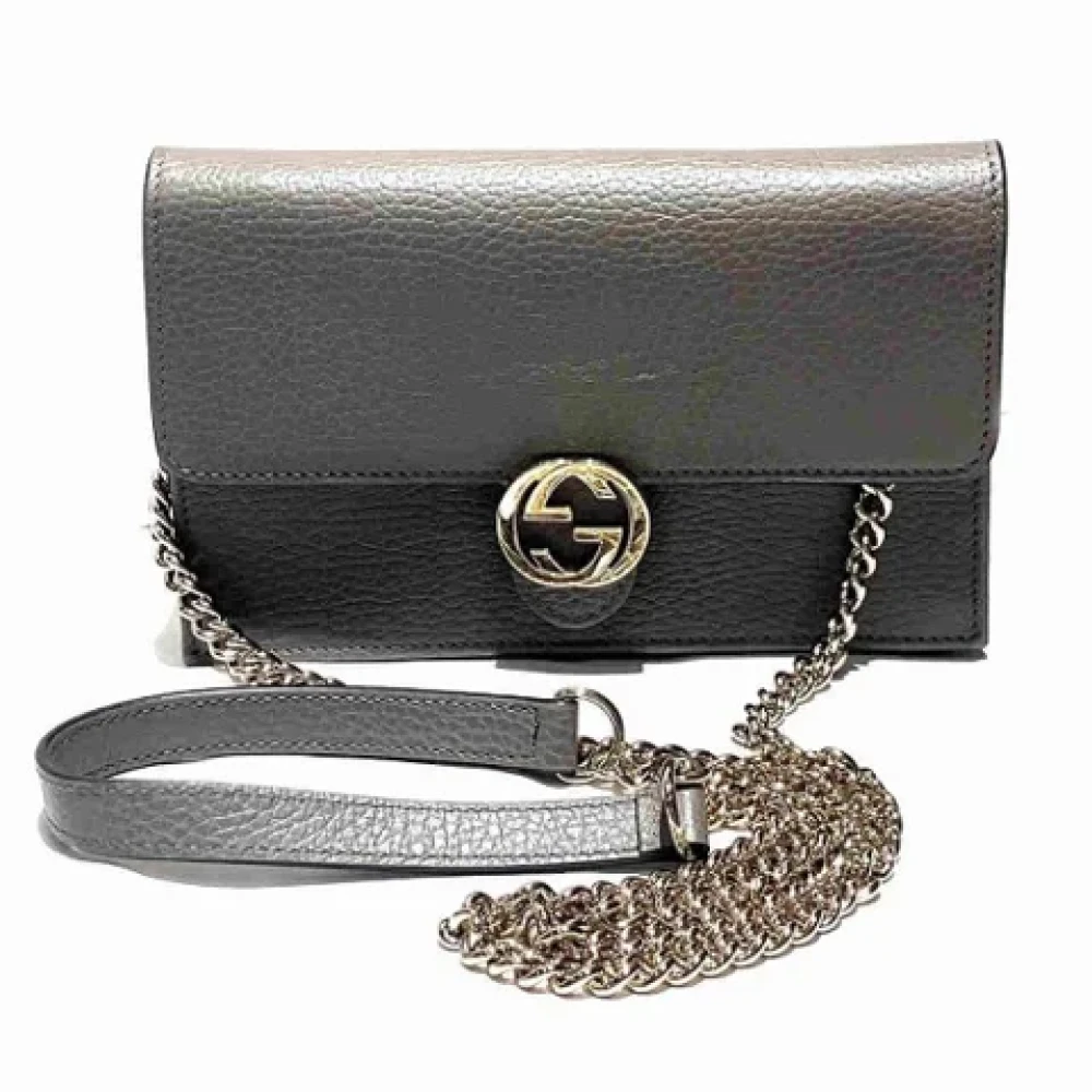 Gucci Vintage Pre-owned Leather wallets Gray Dames