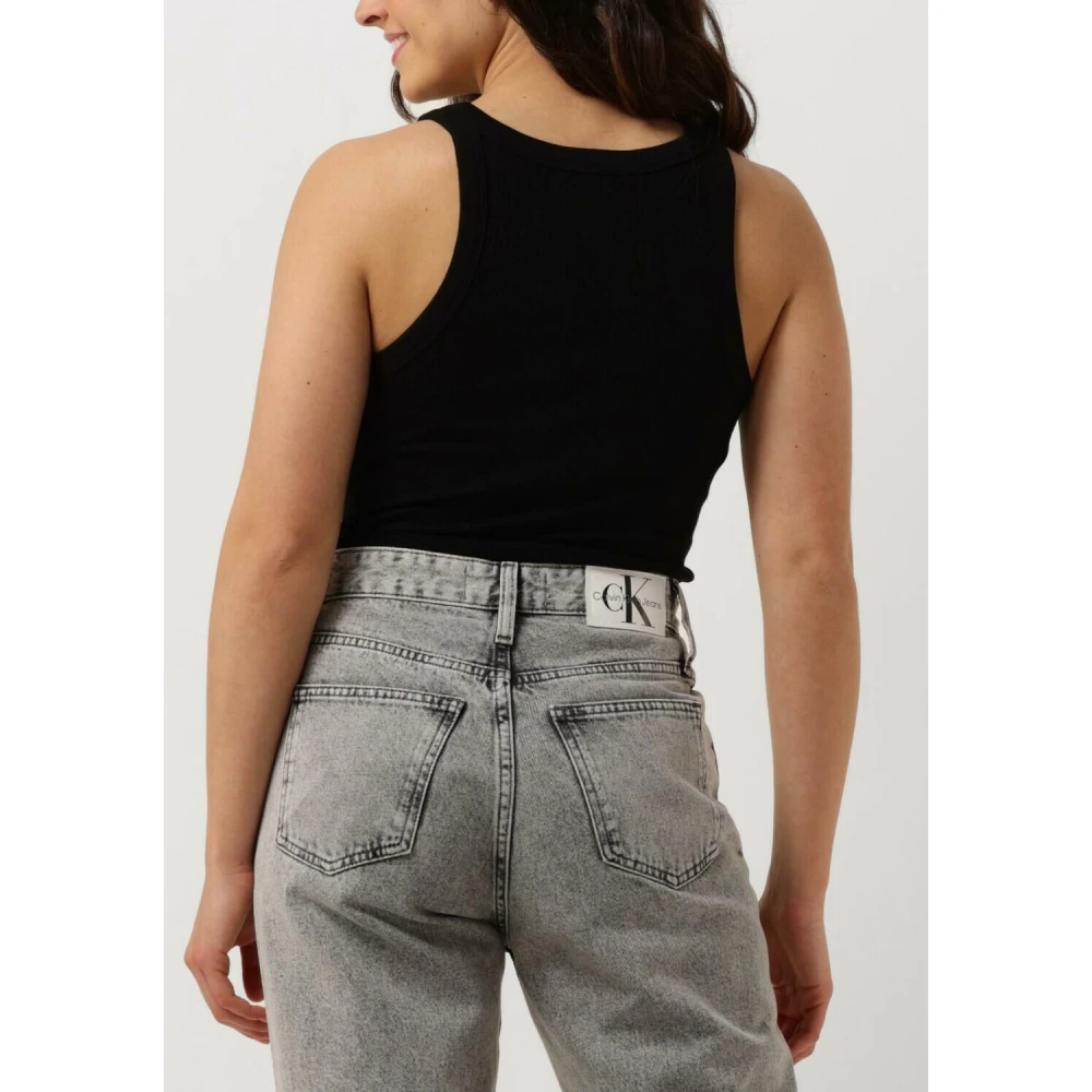 Calvin Klein Gestreepte Rib Tanktop Black Dames