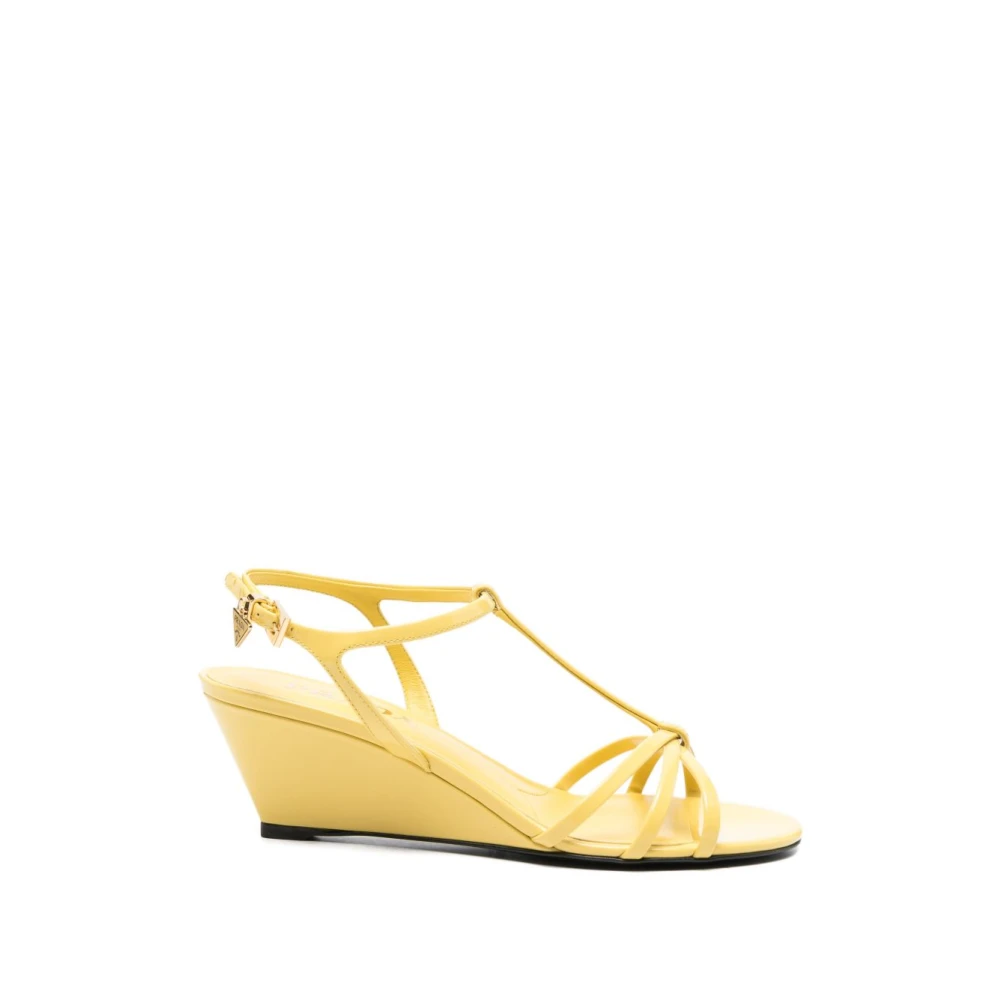 Prada Women's Yellow Wedges, 3 Uk, T-Strap Sandals