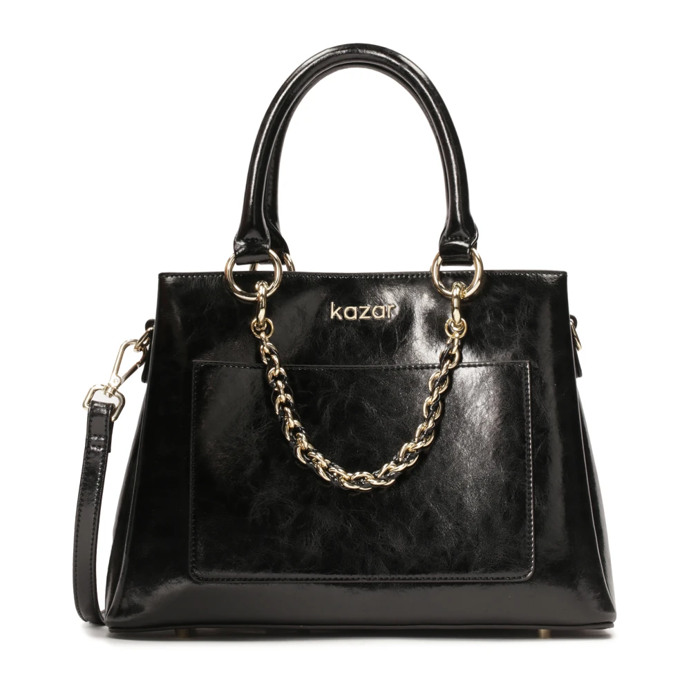 Kazar Zwarte handtas met handvatten versierd met ketting Black Dames