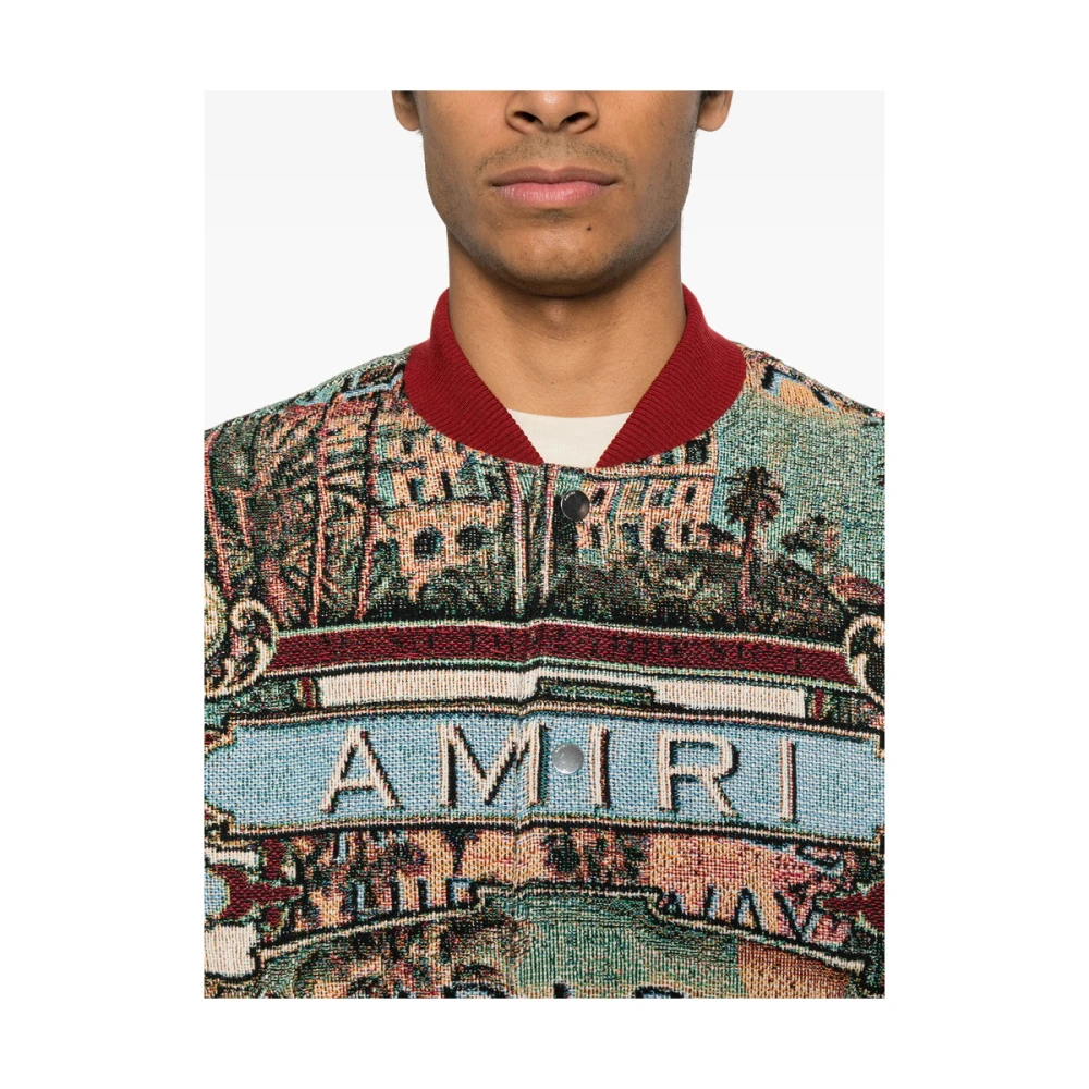 Amiri Beige Baseball Kraag Jas Multicolor Heren