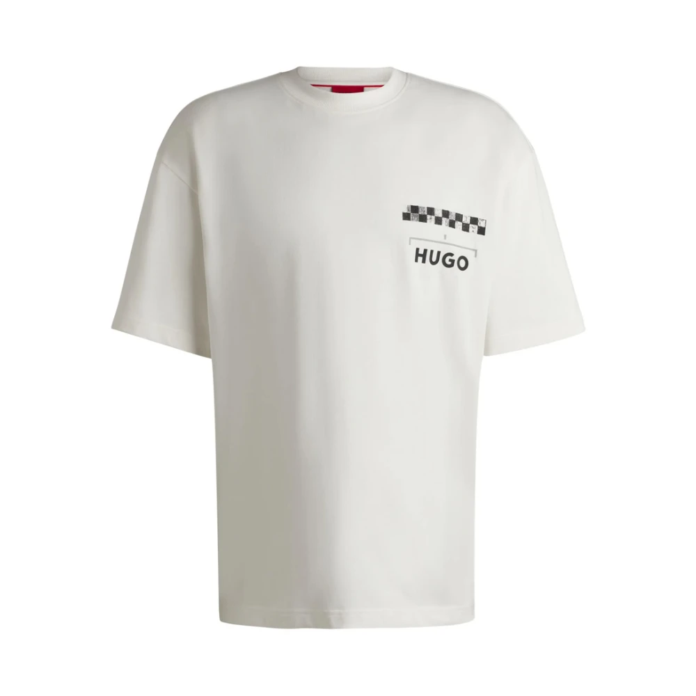 Hugo Boss Wit Logo Print Crew Neck T-shirt White Heren