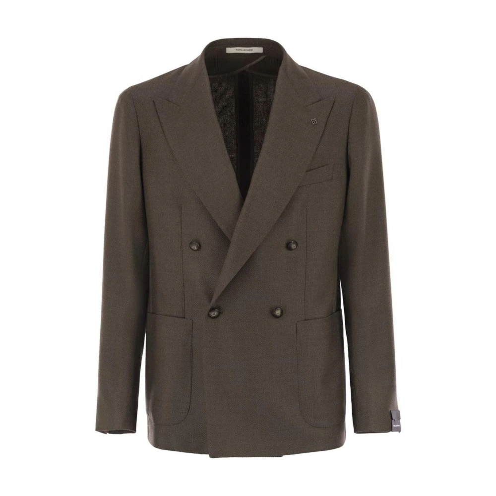 Tagliatore Men's Brown Blazers, 2XL, Double-Breasted Wool Blend Blazer