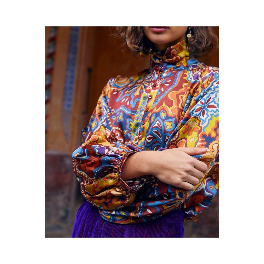 Momoni Thierry Zijden Satijnen Blouse Multicolor Dames