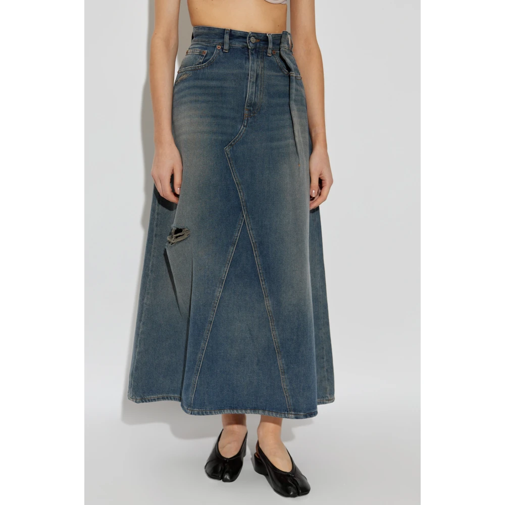 MM6 Maison Margiela Denim rok met vintage effect Blue Dames