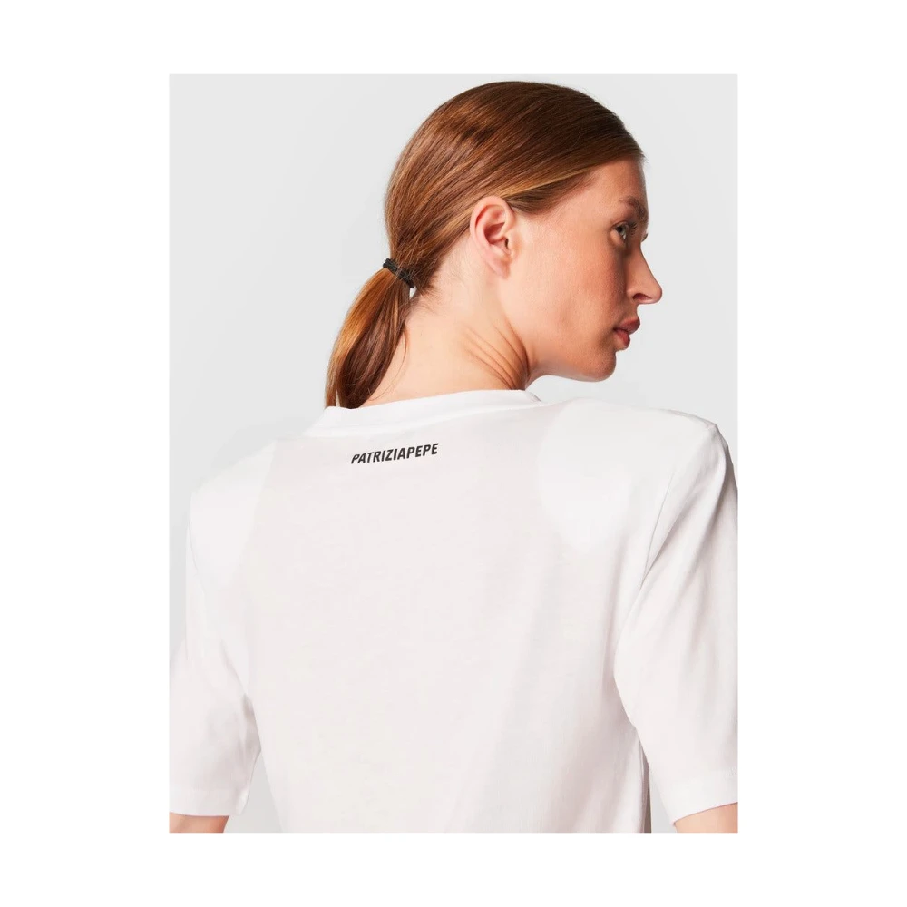 PATRIZIA PEPE Stijlvol Wit Logo T-shirt Top White Dames