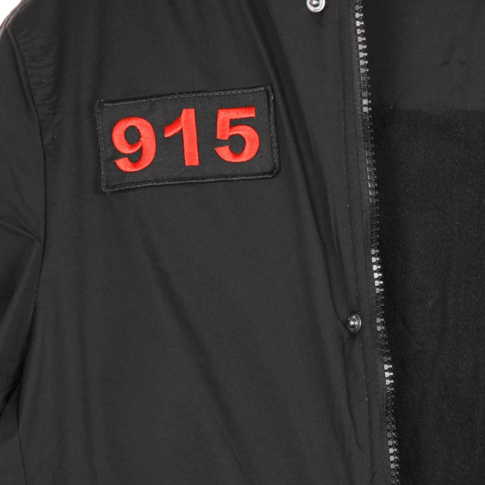 Kappa Stijlvolle Lange Herenjas in Zwart Wit Rood Black Heren