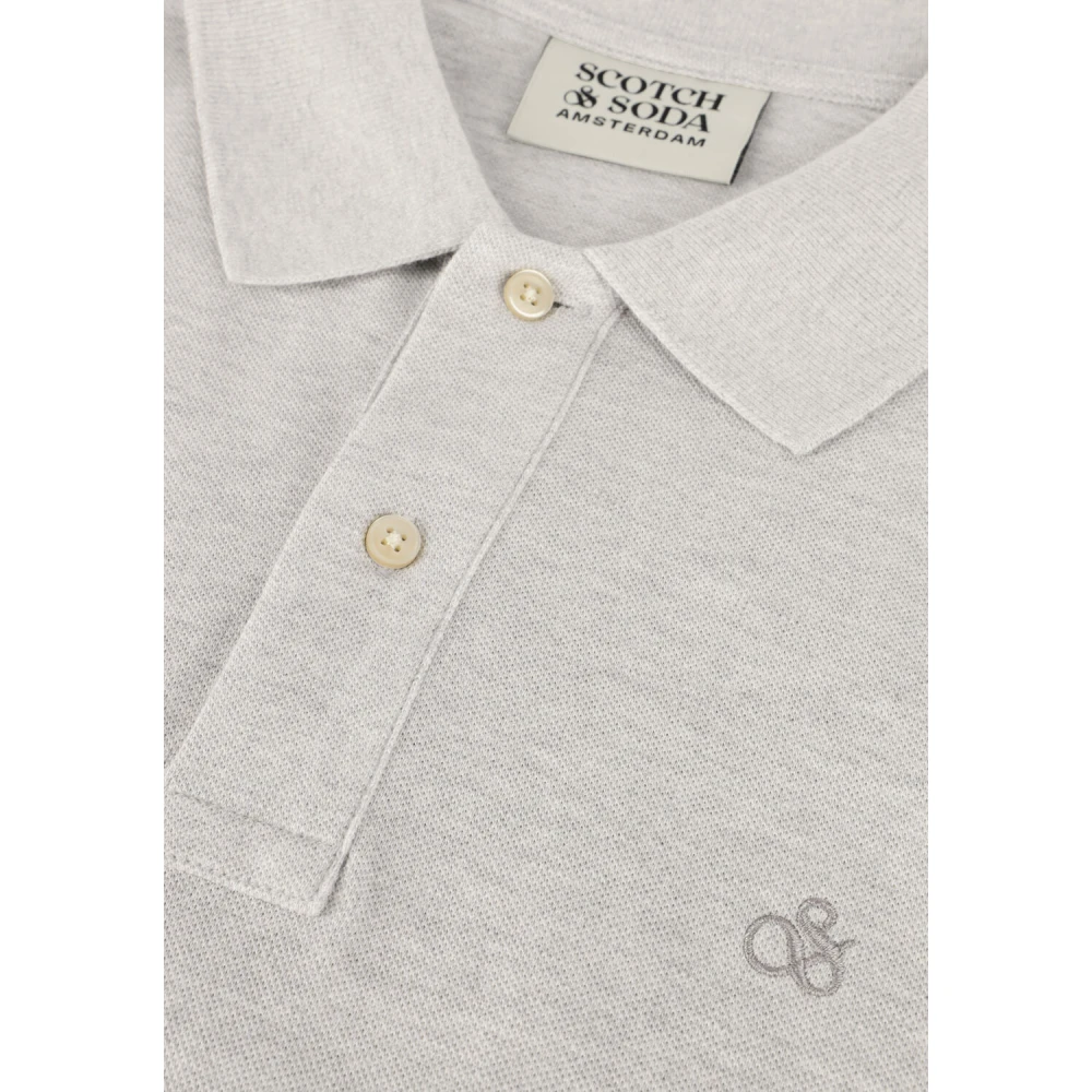 Scotch & Soda Logo Pique Polo voor Heren Gray Heren