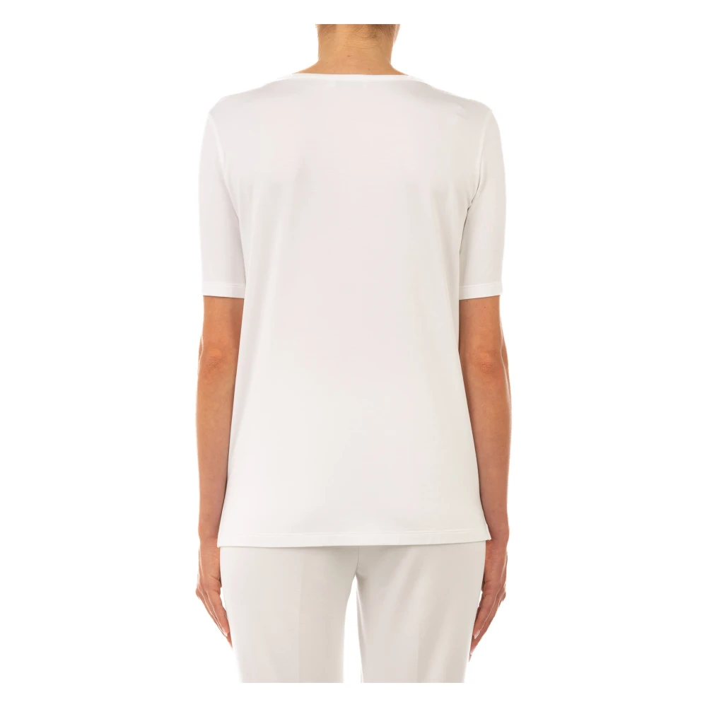Le Tricot Perugia Witte T-shirt met boothals White Dames