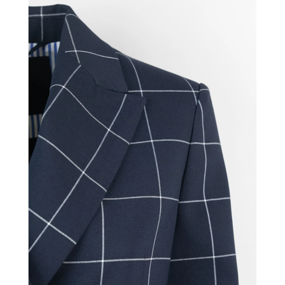 Liu Jo Blauwe geruite blazer met dubbele rij knopen Blue Dames
