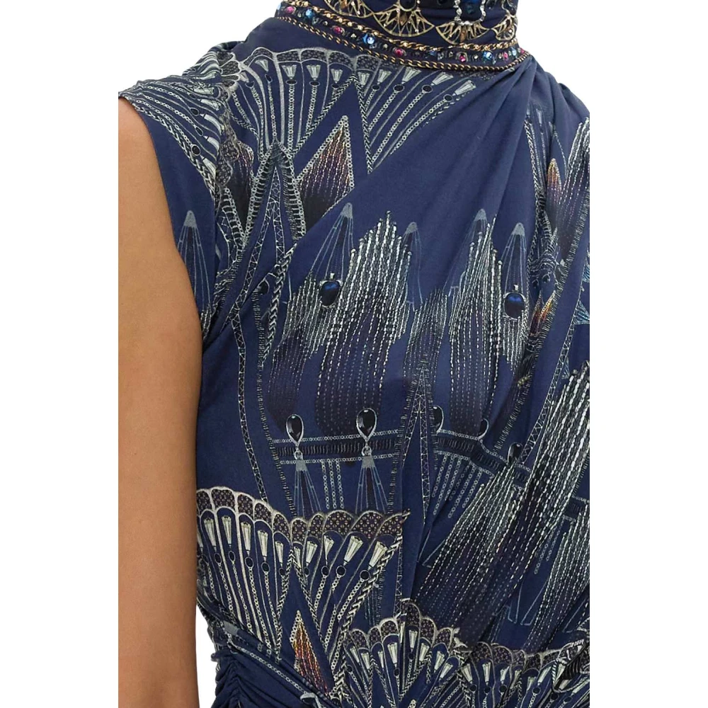 Camilla Jersey Jurk met Verzamelde Colum Blue Dames