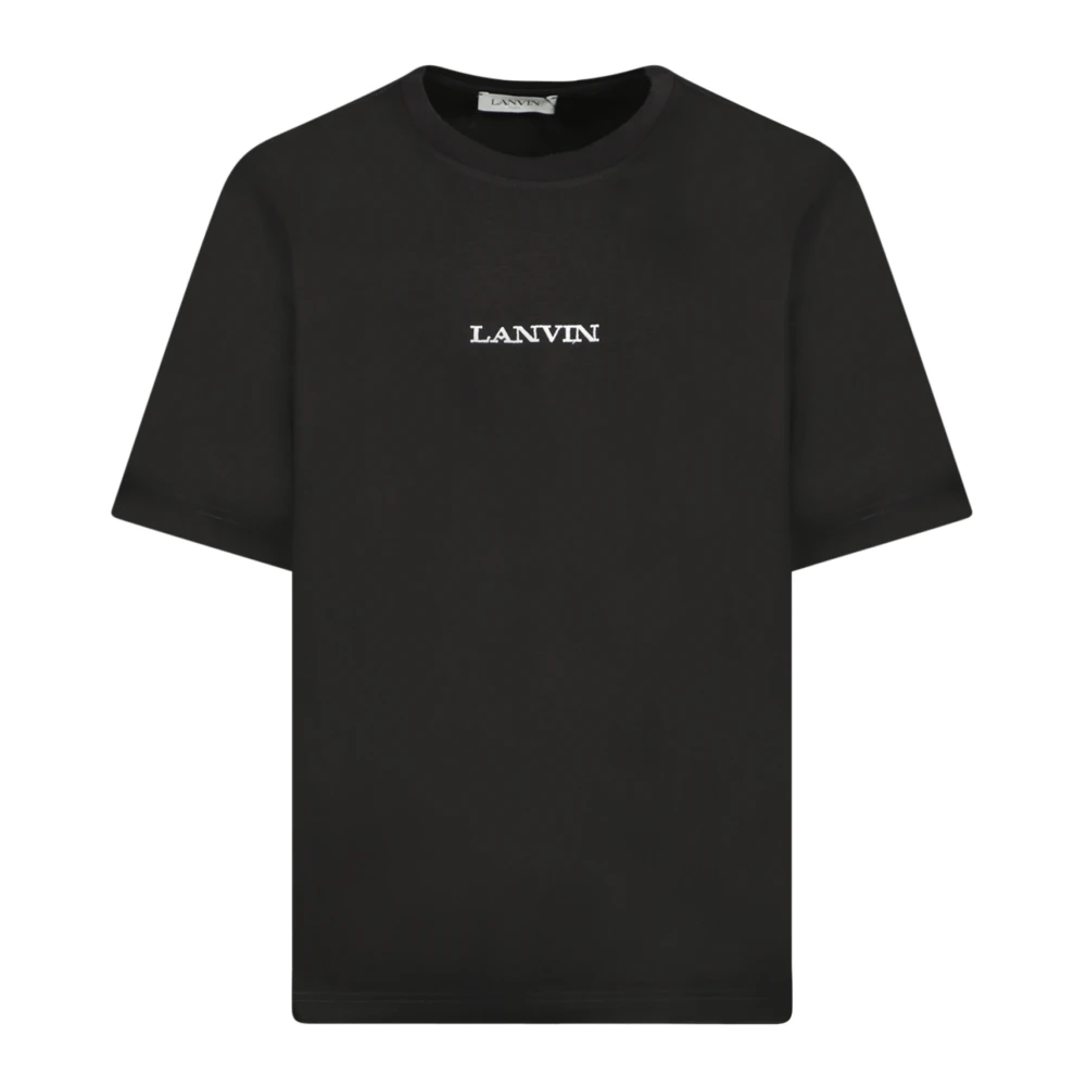 Lanvin Zwarte Katoenen T-shirt met Bouclette Logo Black Heren