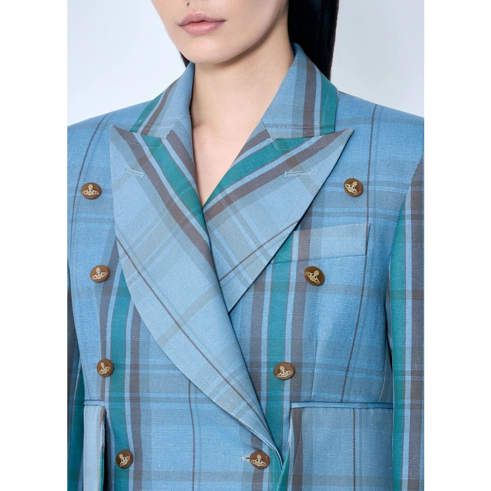 Vivienne Westwood Linnen Blend Blazer met Korte Mouwen Blue Dames