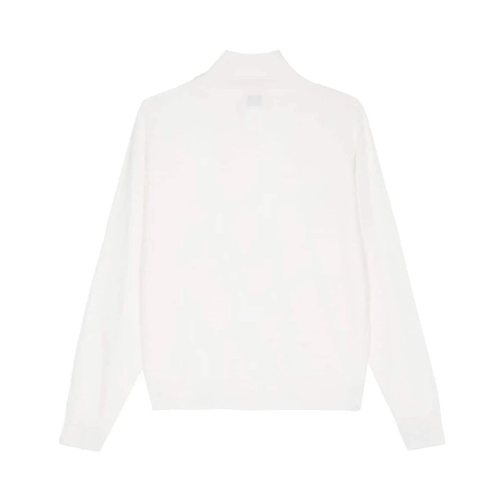 Alysi Witte Cashmere Trui met Hoge Kraag White Dames