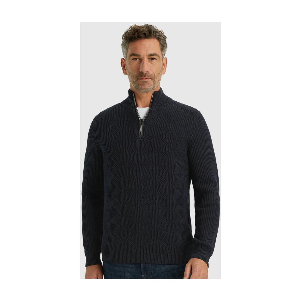 Vanguard Halve Rits Katoenmix Wol Pullover Blue Heren