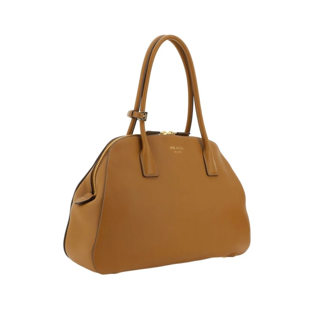 Prada Leren schoudertas met rits Brown Dames