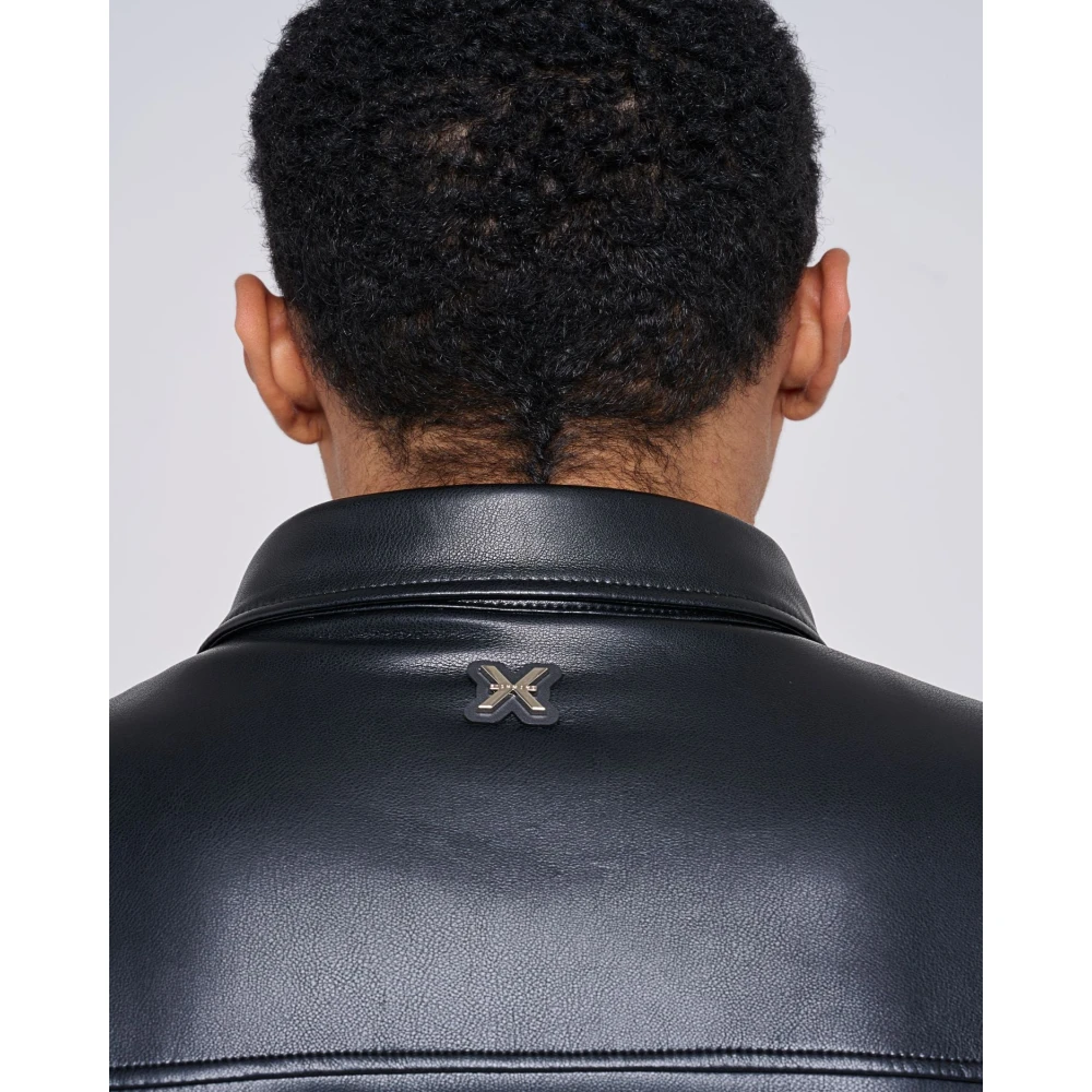 John Richmond Shirt van imitatieleer met zak Black Heren