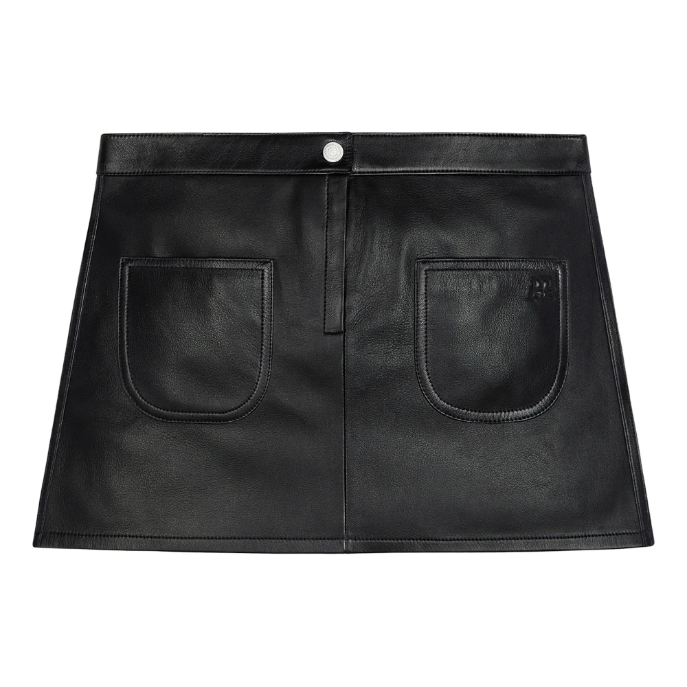 Courrèges Vintage Leren Mini-Rok Black Dames