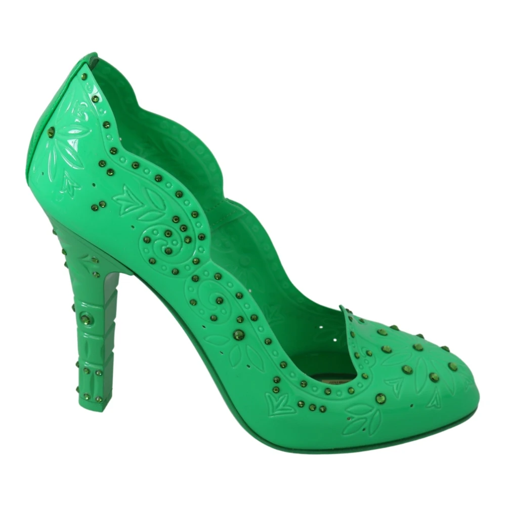 Dolce & Gabbana Women's Green Enchanting Cinderella Crystal Pumps In