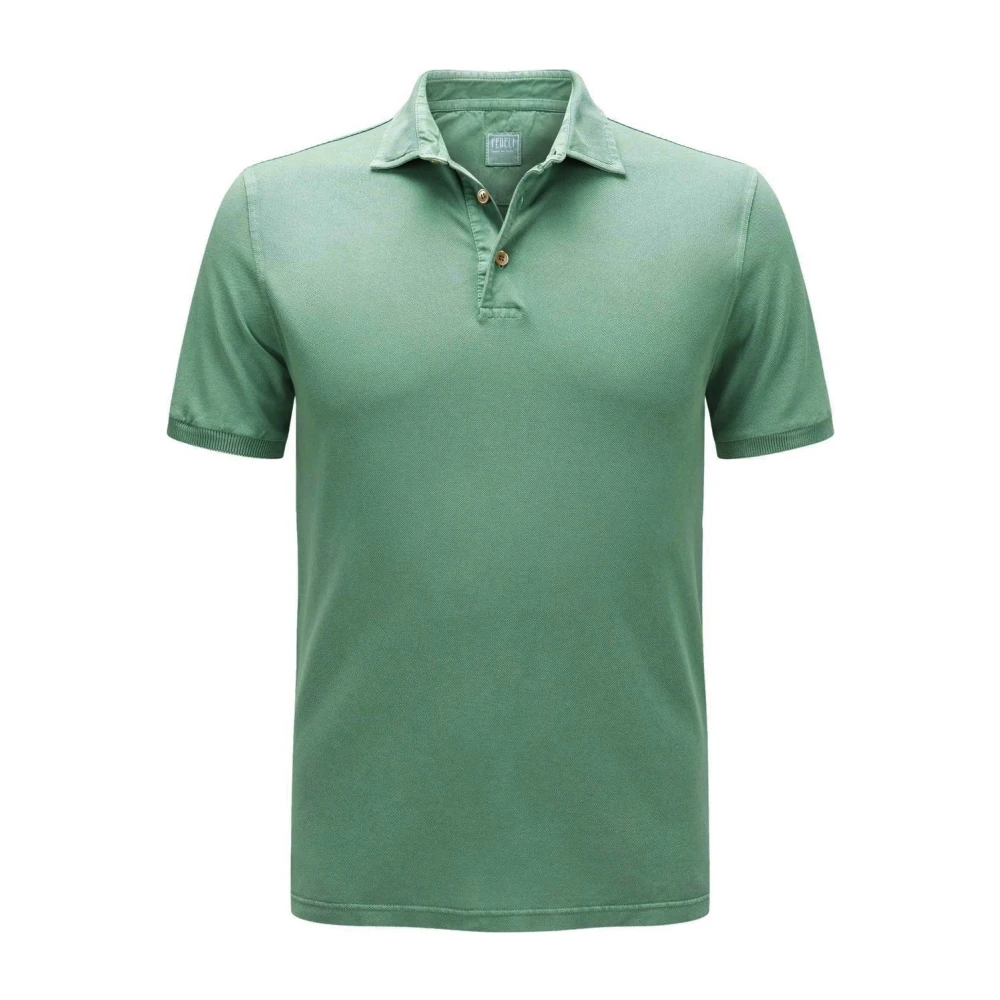 Fedeli Korte mouw groene piqué poloshirt Green Heren