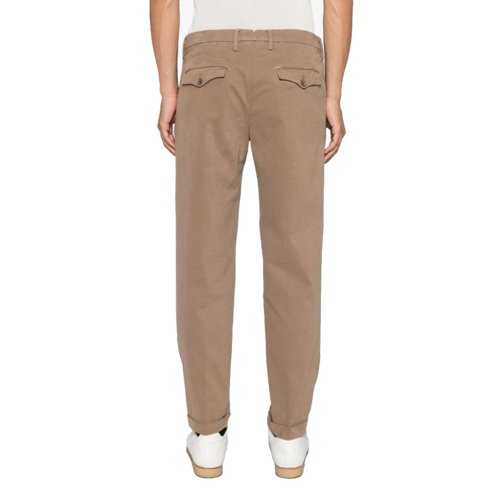 Myths Taupe Twill Broek met Rits Voorkant Brown Heren