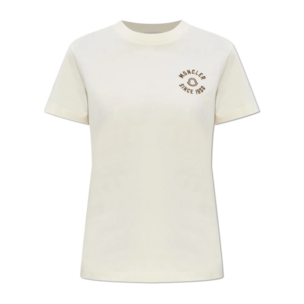 Moncler Beige T-Shirts, Female, L, Logo Patch T-Shirt