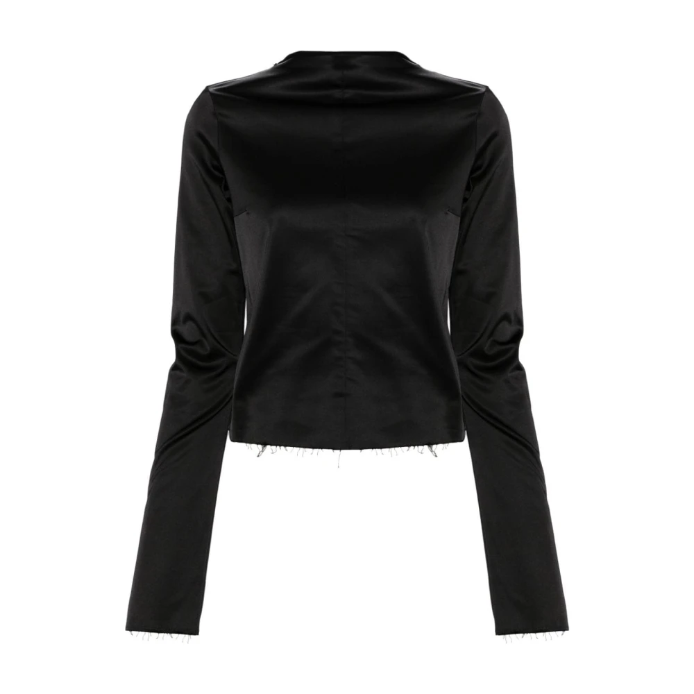 MM6 Maison Margiela Zwarte satijnen logotop Black Dames