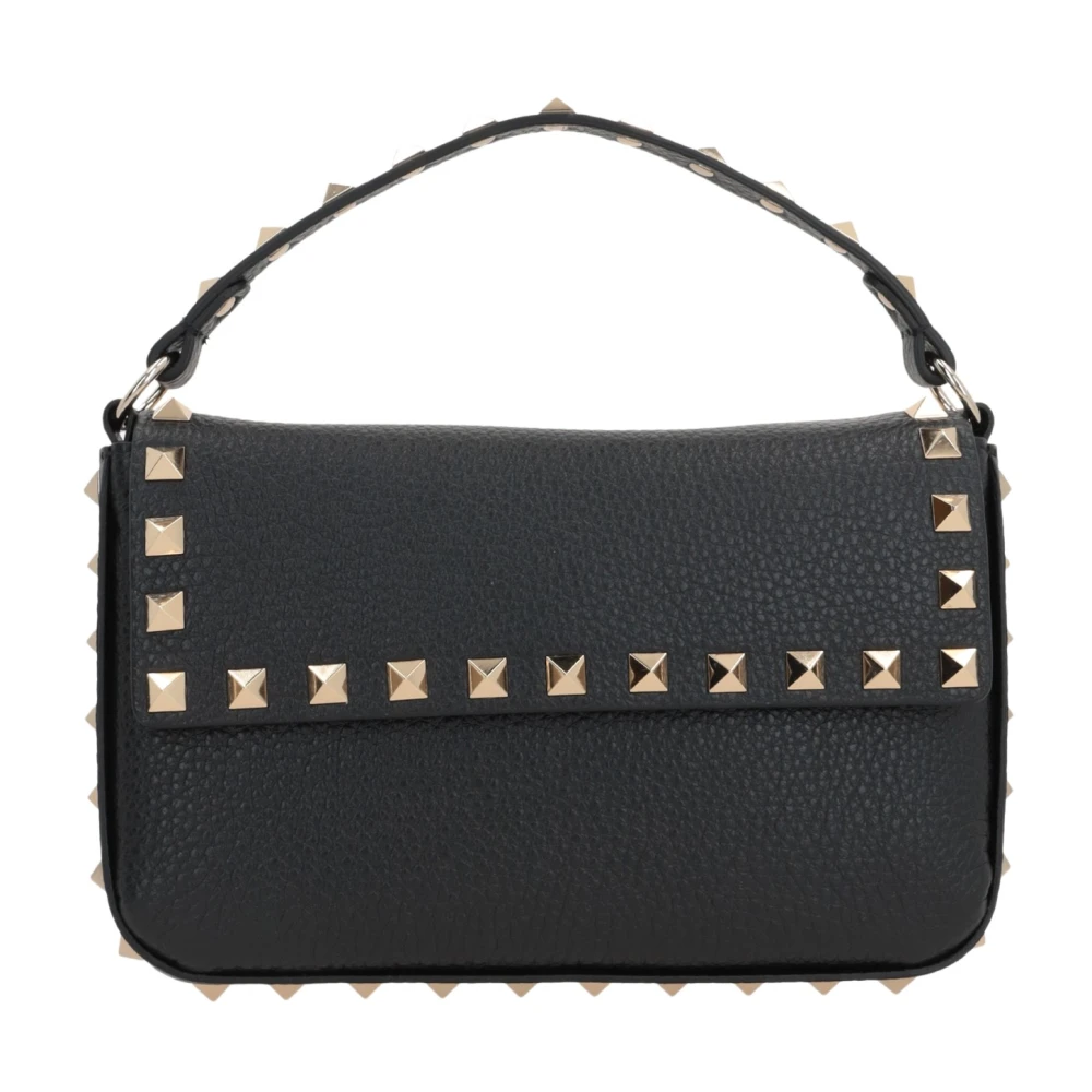 Valentino Garavani Zwarte leren schoudertas met studs Black Dames