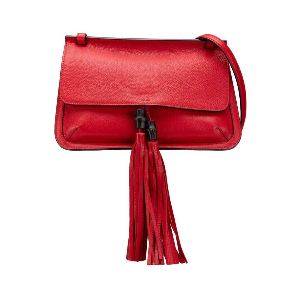 Gucci Vintage Women's Red Pre-Owned Bamboo Tassel Shoulder Bag