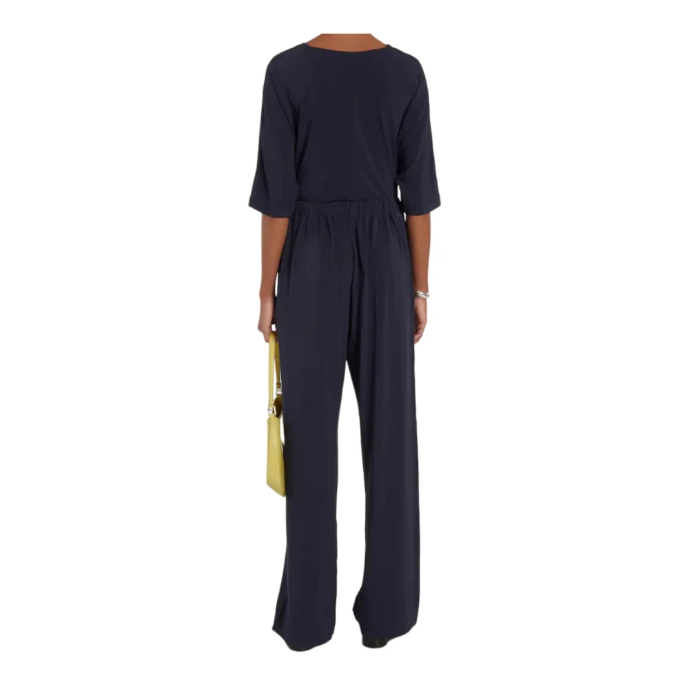 Max Mara Wijde Viscose Crêpe Broek Blue Dames