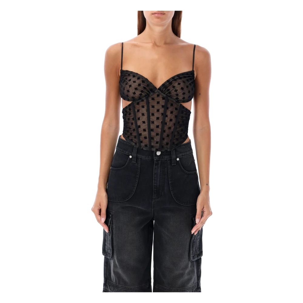 Misbhv Mesh Monogram Korset Zwart Topwear Black Dames