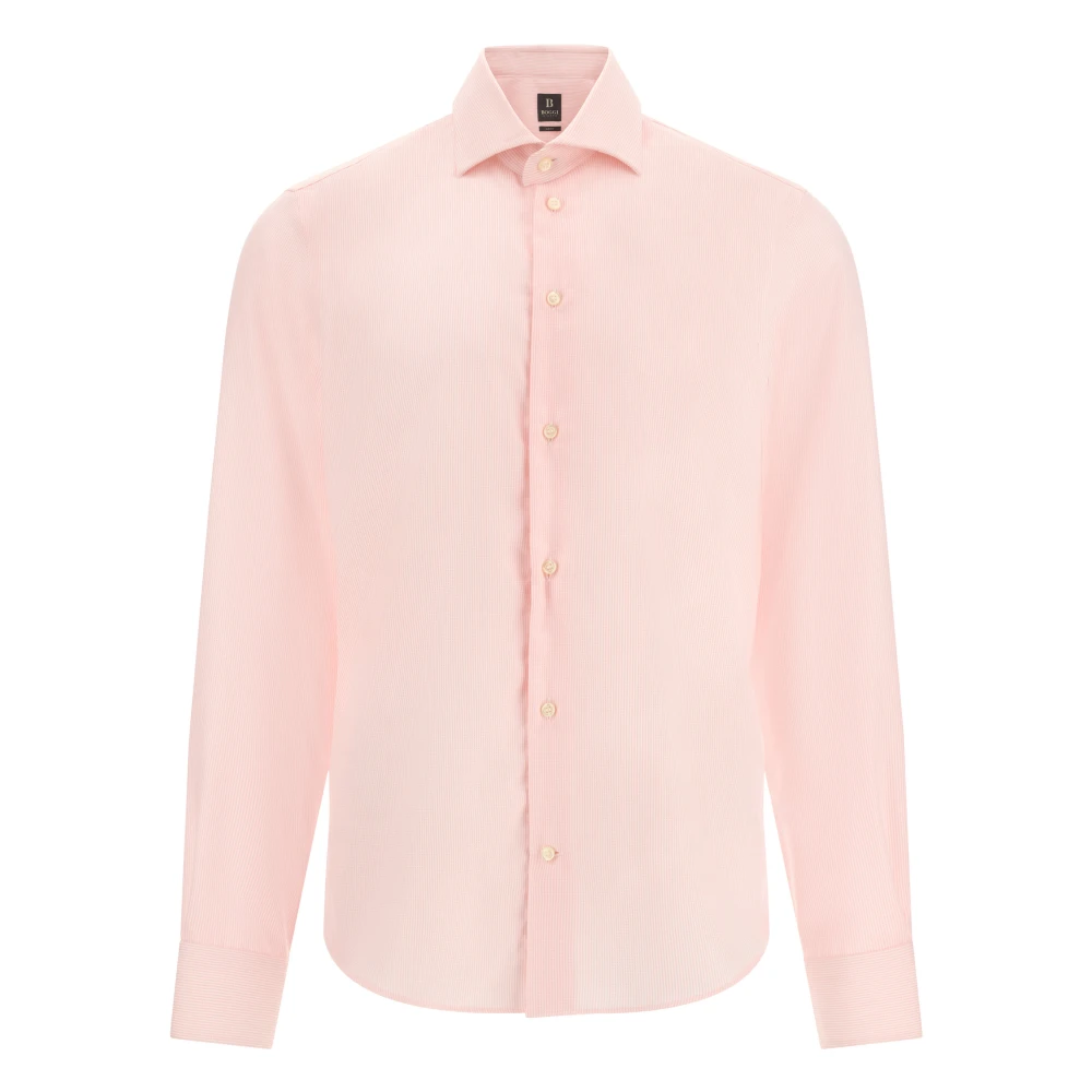 Boggi Milano Herren Rosa Ultimate Non Iron Slim Fit Cotton Dobby Shirt