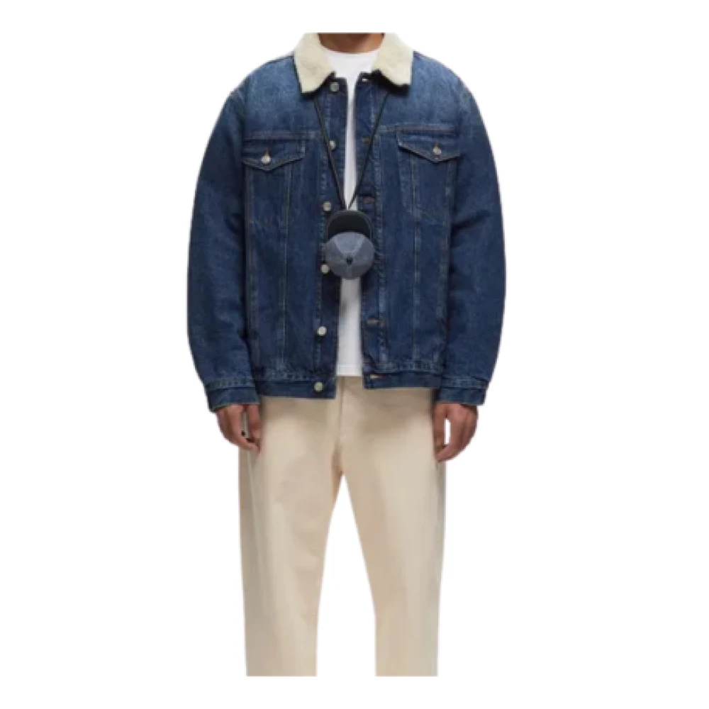 Isabel marant Indigo Denim Shearling Kraag Jas Blue Heren