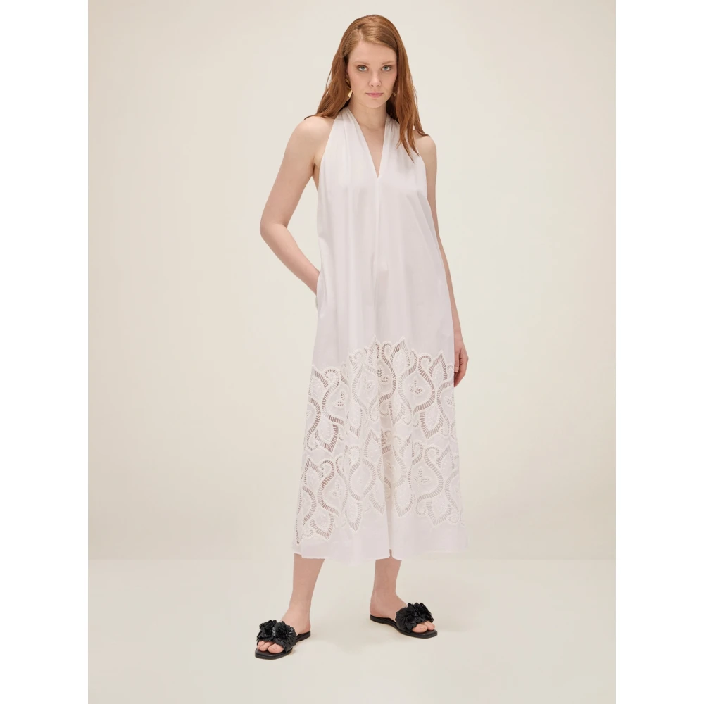 Oltre Maxi jurk met gehaakt borduursel White Dames