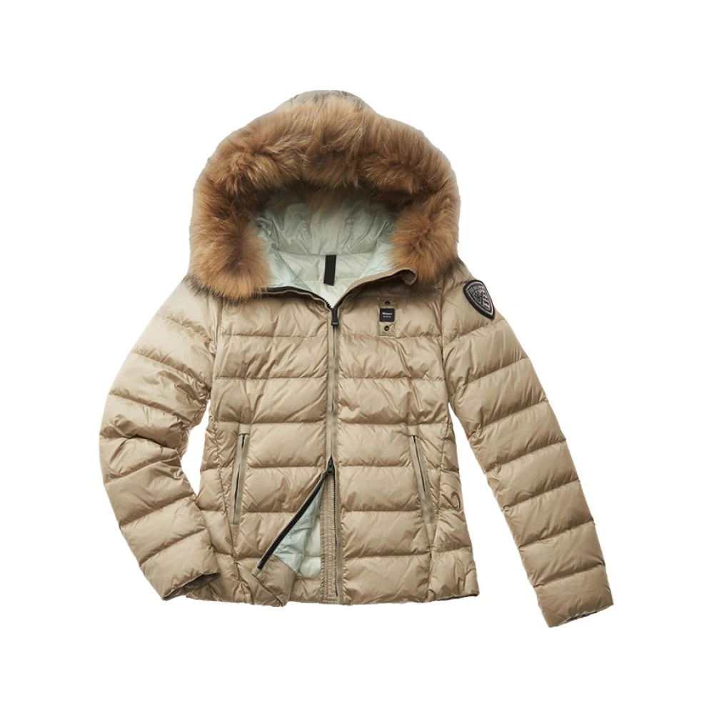 Blauer Beige Horizontaal Gestreepte Arcadia Jas Brown Dames