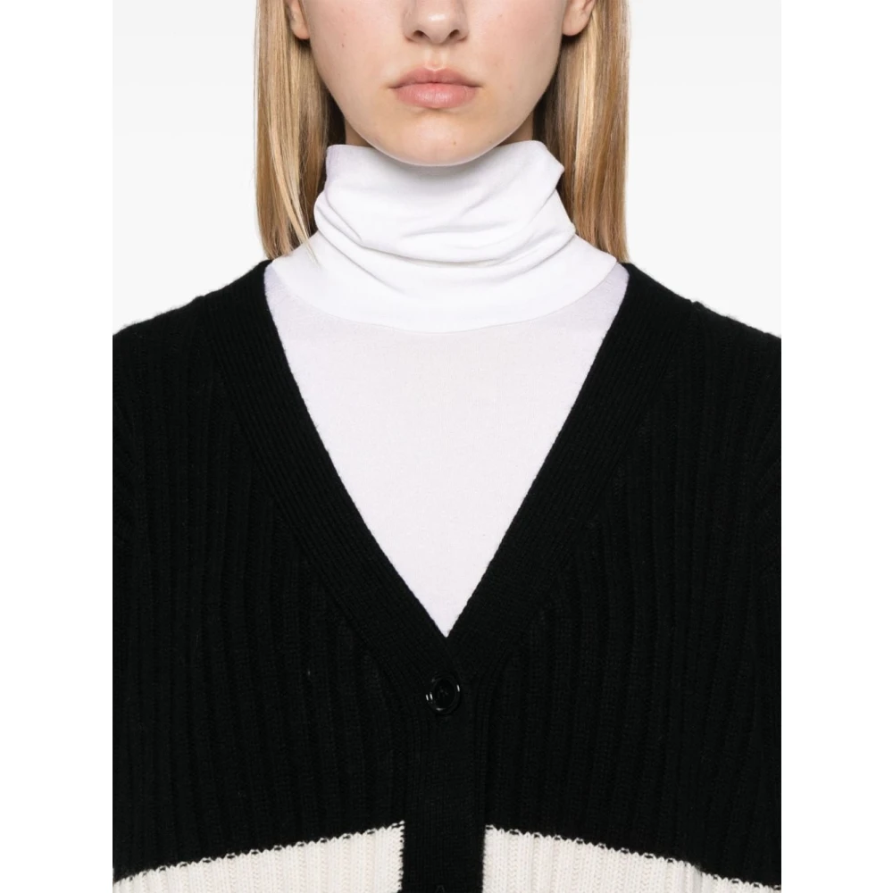 allude Gestreepte Cashmere Cardigan Sweater Black Dames