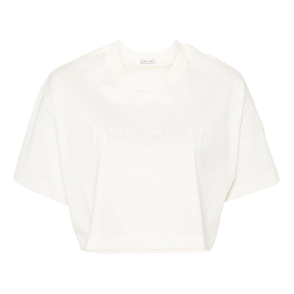 Moncler Witte T-shirts en Polos met Logo White Dames