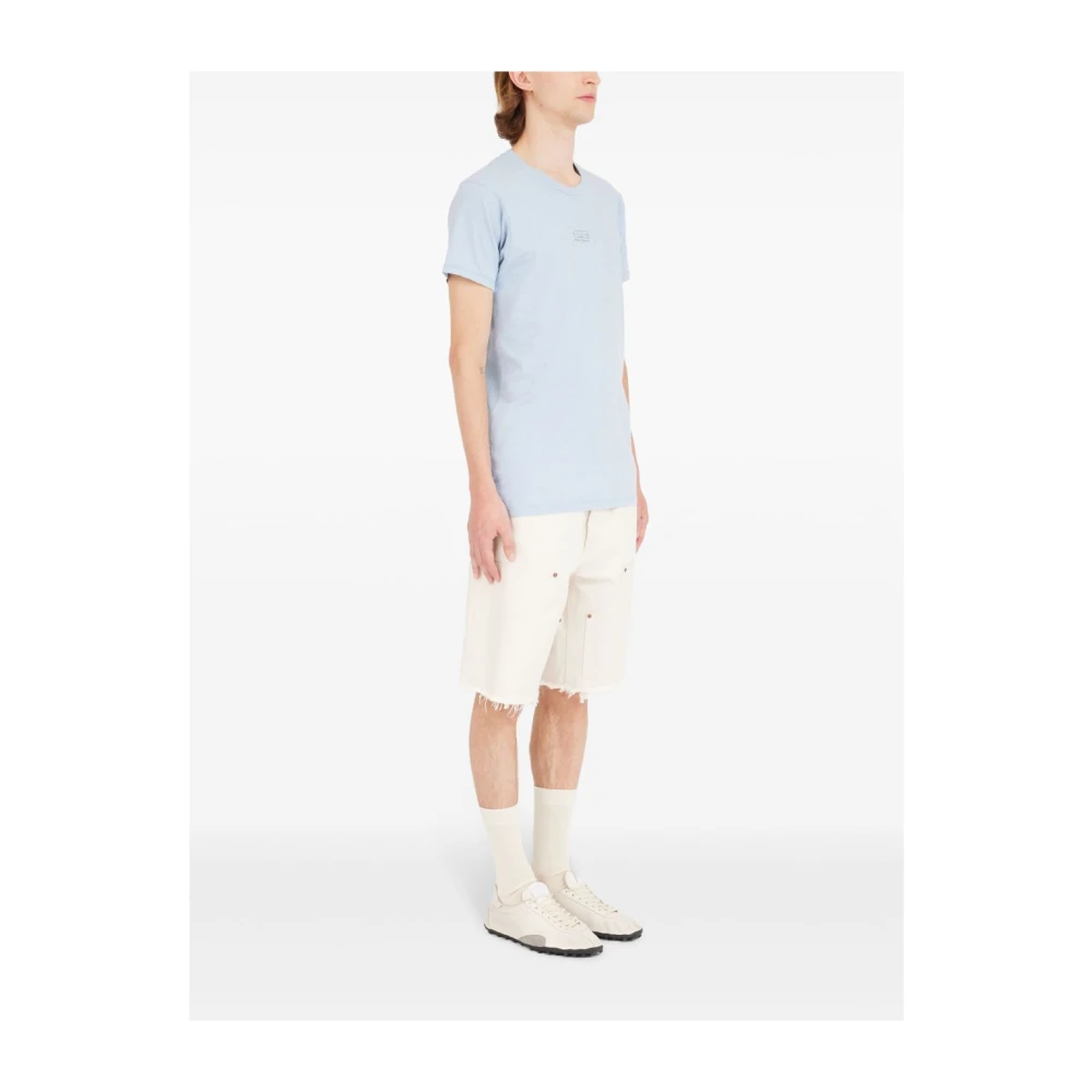 Maison Margiela Blauw Nummers Motief Ronde Hals T-shirt Blue Heren