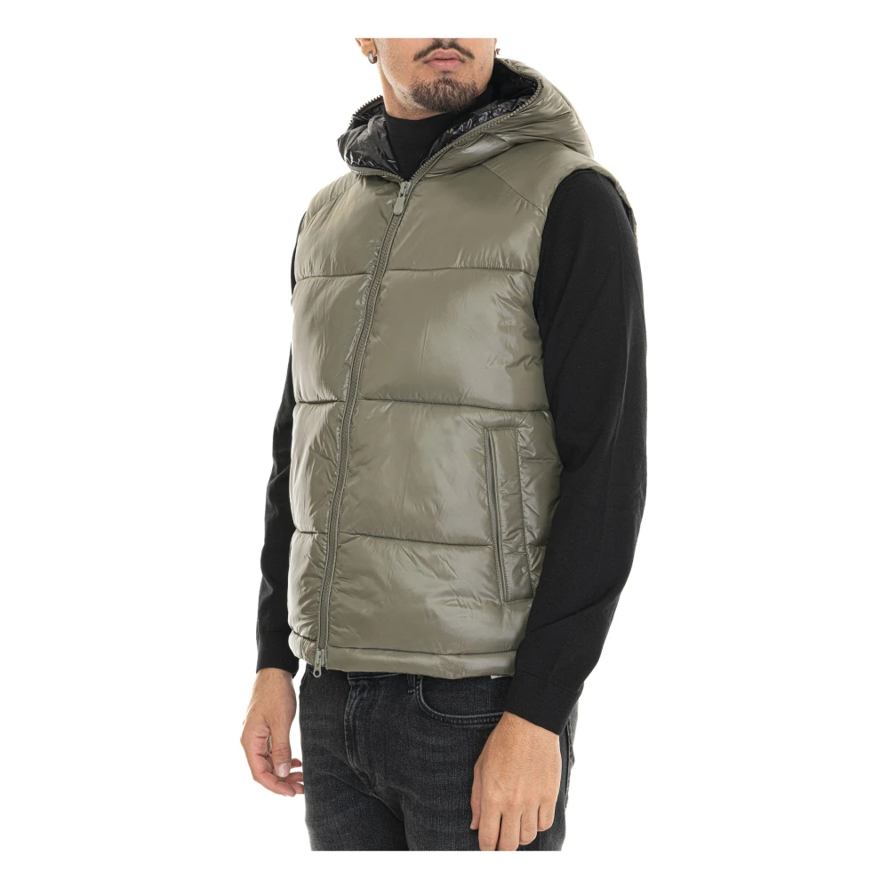 Save The Duck Gewatteerd Dexter Vest met Capuchon Green Heren