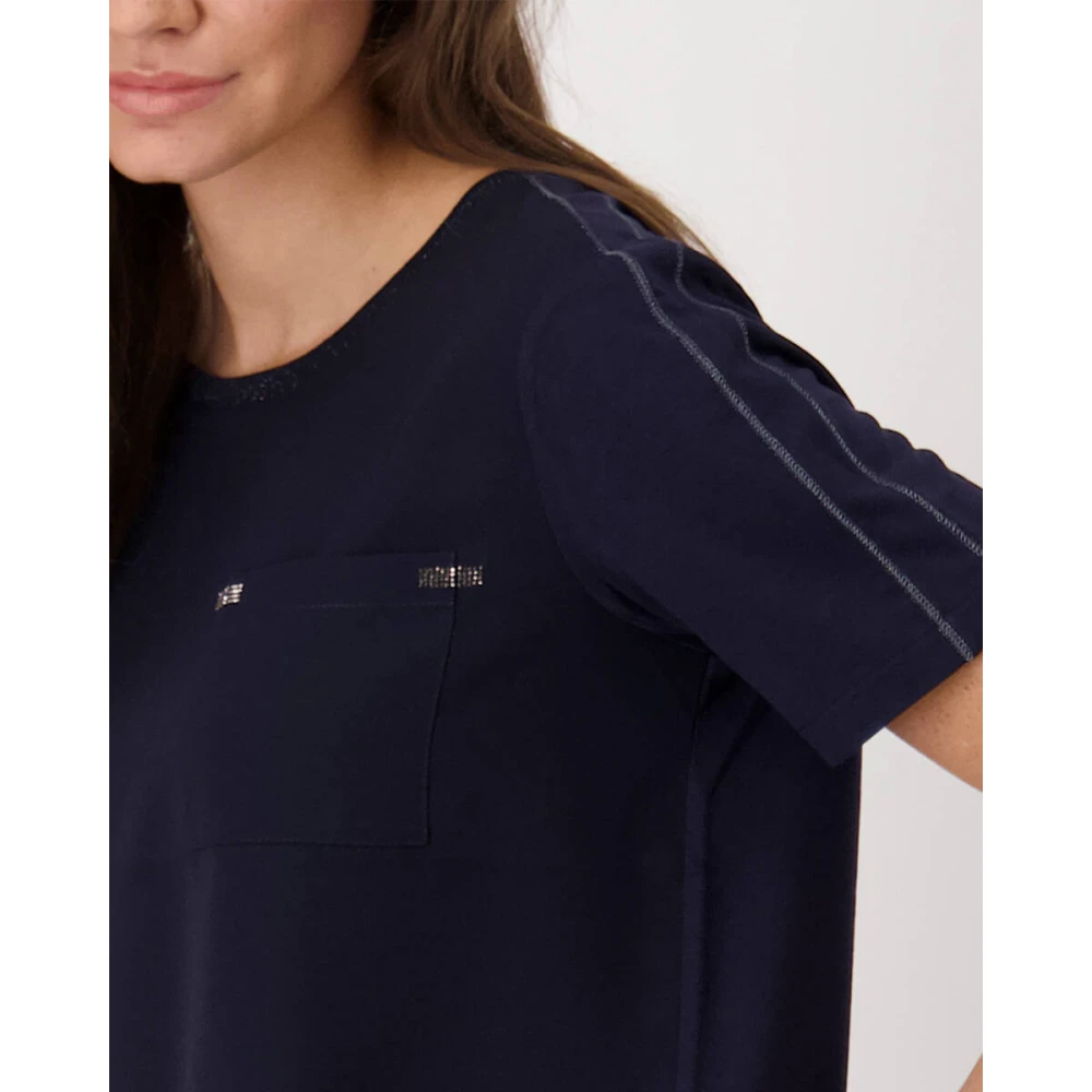 monari Korte Mouw Blouse Blue Dames