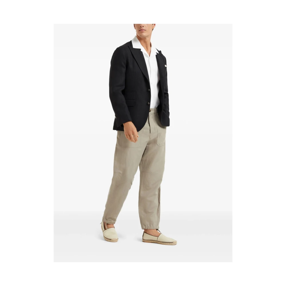 BRUNELLO CUCINELLI Beige Broek met Knoopsluiting Brown Heren